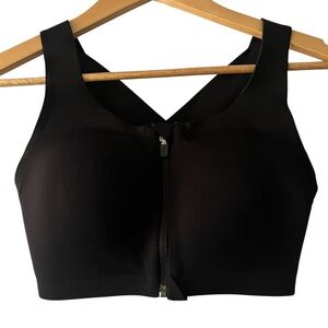 Lululemon Black Enlite Zip Front Athletic Sports Bra 32DD Sporty Workout